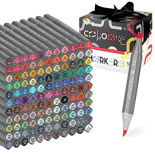 GC QUILL Alkohol Marker Stifte -121 Farben Alcohol Markers mit Brush und Meißelspitze - Alkohol Marker Manga Stifte für Zeichnen, Skizzieren, Manga, Professionelle Farbkünstler GC-MK121 von GC QUILL