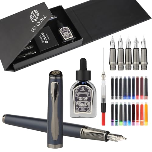 GC QUILL Kalligraphie Füllfederhalter Set – Enthält 5 Federn, Tintenflasche, Konverter und 18 Tintenpatronen, Edler Füller für Damen & Herren Geschenk – MU-25 von GC QUILL