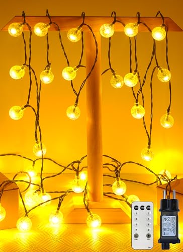 GCMacau Outdoor Lichterkette 15m, 120 Led Lichterkette Außen Kugel, Lichterkette Mit Strom Innen - Graphitgrünes Kabel,8 Modi, Wasserdicht, für Hochzeiten, Weihnachten, Balkon und Partys von GCMacau