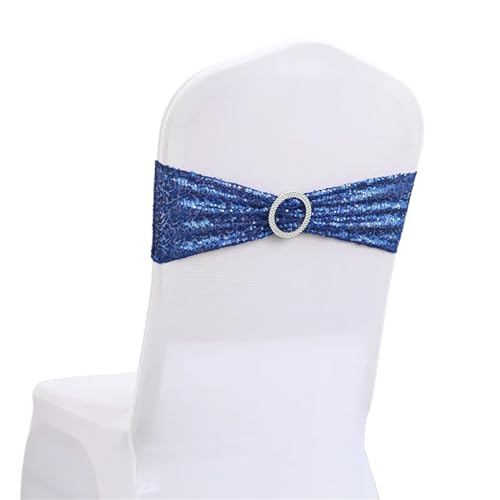 10/50 stücke Pailletten Stuhl Schärpen for Party Abendessen Bankett Stuhl Abdeckungen Dekoration Stretch Stuhl Bogen Stuhl Zurück Blume Stuhl Bands Chiffon Stuhl Schärpen für Hochzeit(Blue01,10 pcs) von GCYEIDMA