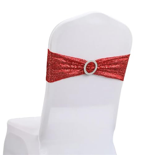 10/50 stücke Pailletten Stuhl Schärpen for Party Abendessen Bankett Stuhl Abdeckungen Dekoration Stretch Stuhl Bogen Stuhl Zurück Blume Stuhl Bands Chiffon Stuhl Schärpen für Hochzeit(Red,50pcs) von GCYEIDMA