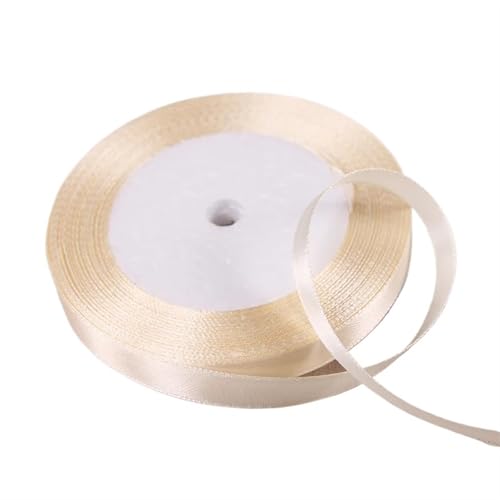 Bänder Zum Basteln 25 Yards Beige Farbe Polyester Satin Band for Hochzeit Party Dekoration & DIY Geschenk Verpackung Band(12mm) von GCYEIDMA