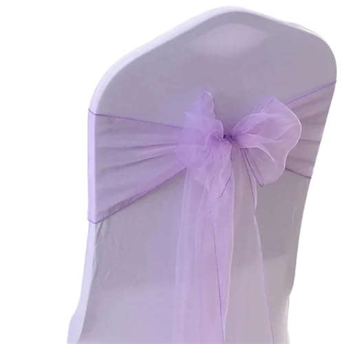 GCYEIDMA 50 Stück Organza-Stuhlschärpen, Knotenbänder, Stuhlschleifen for Hochzeit, Party, Bankett, Event, Landhochzeit, Stuhldekoration Chiffon Stuhl Schärpen für Hochzeit(Light Purple) von GCYEIDMA