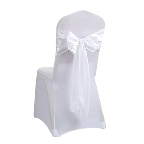 GCYEIDMA Satin Stuhl Schärpen Schleife Hochzeit Stuhl Knoten Band DIY Krawatten for Party Event Hotel Bankett Stuhl Dekorationen Chiffon Stuhl Schärpen für Hochzeit(White) von GCYEIDMA