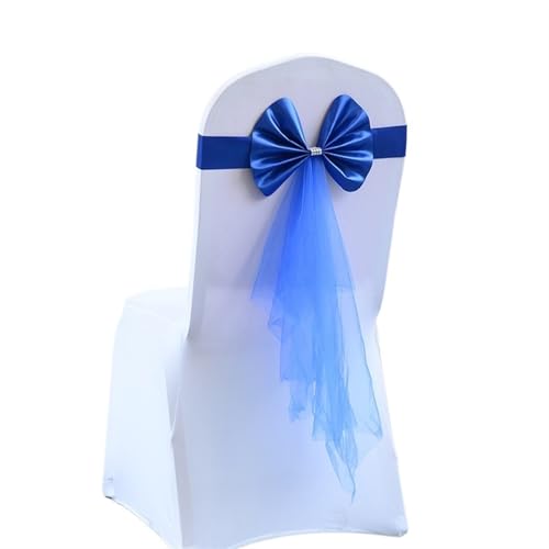 GCYEIDMA Stretch Stuhl Schärpen Hochzeit Sashe Stuhl Dekoration Rotwein/Blau/Lila/Rosa Stühle Schleife Band Gürtel Krawatten for Hochzeiten Bankett Chiffon Stuhl Schärpen für Hochzeit(Blue01) von GCYEIDMA