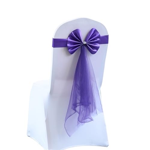 GCYEIDMA Stretch Stuhl Schärpen Hochzeit Sashe Stuhl Dekoration Rotwein/Blau/Lila/Rosa Stühle Schleife Band Gürtel Krawatten for Hochzeiten Bankett Chiffon Stuhl Schärpen für Hochzeit(Purple) von GCYEIDMA