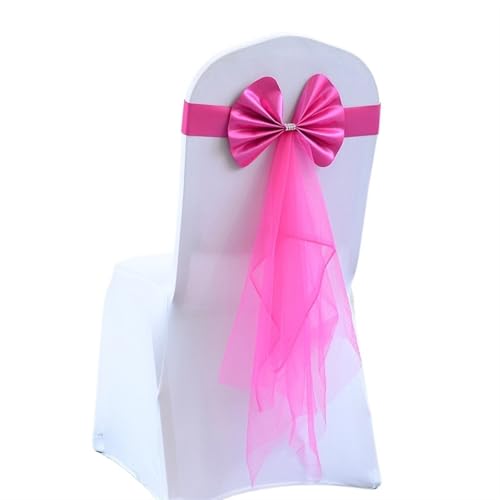 GCYEIDMA Stretch Stuhl Schärpen Hochzeit Sashe Stuhl Dekoration Rotwein/Blau/Lila/Rosa Stühle Schleife Band Gürtel Krawatten for Hochzeiten Bankett Chiffon Stuhl Schärpen für Hochzeit(Rose red) von GCYEIDMA