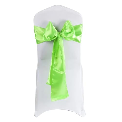 GCYEIDMA Stuhlschärpen Satin Fliege Band Knotenbezug Sitzlehne Gürtel for Hotel Bankett Land Hochzeit Party Event Esszimmer Dekoration Chiffon Stuhl Schärpen für Hochzeit(Fruit Green) von GCYEIDMA