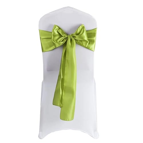 GCYEIDMA Stuhlschärpen Satin Fliege Band Knotenbezug Sitzlehne Gürtel for Hotel Bankett Land Hochzeit Party Event Esszimmer Dekoration Chiffon Stuhl Schärpen für Hochzeit(Grass Green) von GCYEIDMA