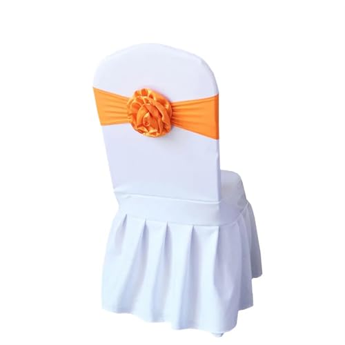 Stuhl Schärpen Krawatte Gaze Knoten Abdeckung Blume Zurück Elastische Band Grenadine Gürtel Schleife for Bankett Hochzeit Party Event Esszimmer Dekoration Chiffon Stuhl Schärpen für Hochzeit(Orange) von GCYEIDMA