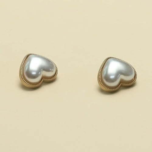 GDBZS 10 Stück 13~25 mm Perlen-Herzknöpfe, goldfarbene Metall-Nähknöpfe für Damen, Kleidung, Mantel, Dekoration, Knopfzubehör von GDBZS