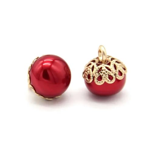 GDBZS 20 Stück 12 mm rote Perlen-Nähknöpfe aus Metall mit Schaft für Damenhemd, Kleidung, Kleid, dekoratives DIY-Handwerk, handgefertigte Accessoires von GDBZS