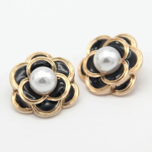 GDBZS 6/10 Stück 18/23/25 mm goldene Metall-Blumen-Perlenknöpfe für Kleidungsstücke, Damen, Jacken, Pullover, dekoratives handgefertigtes Nähzubehör von GDBZS