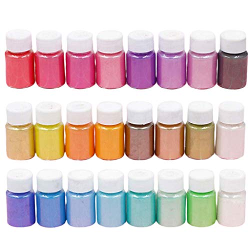 24 Box Seife Glimmerpulver Seife Färben Set Glimmer Farbe Kerzenherstellung Glimmer Farbstoff Epoxy Pigment Pulver für Schleim von GDFHYJN(グフン)