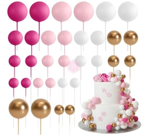 32 Stück Tortendeko Kugeln Rosa Thema Cake Topper Kuchen Deko Mini-Ballons Tortenaufleger Geburtstag Kuchen Deko Kugeln DIY Geburtstag Kuchen Dekoration für Geburtstag Hochzeit Bedarf Deko von GDFJBG