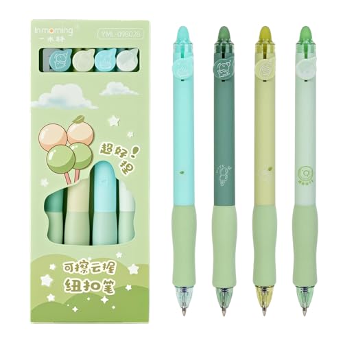 GDFJBG 4 Stück Radierbarer Kugelschreiber, Erasable Pen Set einziehbare Tintenroller Radierbar für Studenten Geschenk, Schul Bürobedarf 0,5mm Blau von GDFJBG