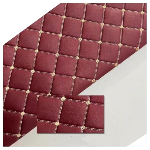 Kunstleder Gesteppt Kaschiert Meterware, Leder Polsterstoff Stoff für Schrank Ledertasche Autositz Sofa Möbel Repara(Burgundy,1.6x10m) von GDKLDFG