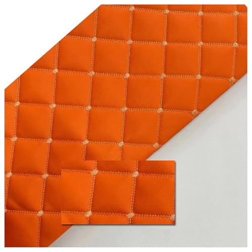 Kunstleder Gesteppt Kaschiert Meterware, Leder Polsterstoff Stoff für Schrank Ledertasche Autositz Sofa Möbel Repara(Oranje,1.6x10m) von GDKLDFG