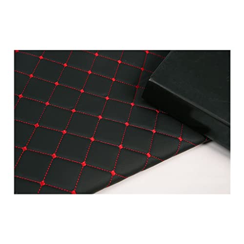 Kunstleder Gesteppt Meterware Polsterstoff Möbelstoff Kaschiert Leder Polsterstoff Stoff Kunstleder Polsterstoff Bezugsstoff Lederoptik Polster-Stoff/Sitzbezug(Black square,1.4X1m) von GDKLDFG