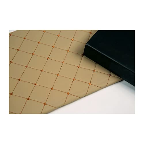 Kunstleder Gestepptes Leder 1.4x1m Leder Stoff Kunstleder Gesteppt Kaschiert 3mm Leder Polsterstoff Stoff,für Polsterarbeiten, Auto, Kissen Uvm(Beige Diamond grid,1.4X1.5m) von GDKLDFG