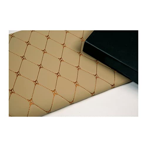 Kunstleder Gestepptes Leder 1.4x1m Leder Stoff Kunstleder Gesteppt Kaschiert 3mm Leder Polsterstoff Stoff,für Polsterarbeiten, Auto, Kissen Uvm(Beige square,1.4X1.5m) von GDKLDFG