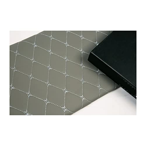 Kunstleder Gestepptes Leder 1.4x1m Leder Stoff Kunstleder Gesteppt Kaschiert 3mm Leder Polsterstoff Stoff,für Polsterarbeiten, Auto, Kissen Uvm(Grey square,1.4X1.5m) von GDKLDFG