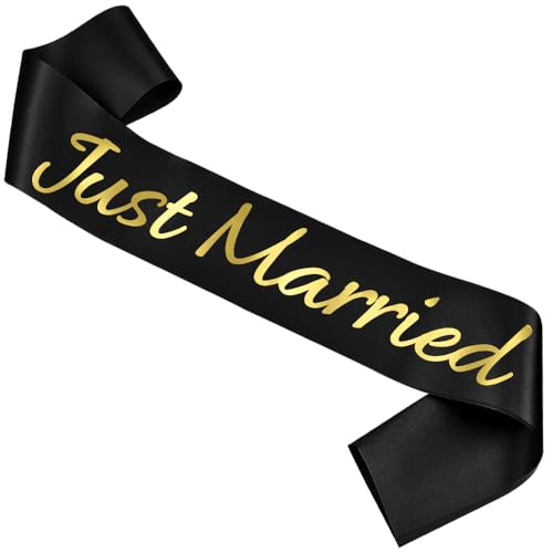 Schärpe "Just Married" mit goldenen Buchstaben, Junggesellinnenabschied, Schärpe für Junggesellinnenabschied, Brautparty, Junggesellinnenabschied, Partyzubehör, Verlobungsantragsparty-Schärpe, von GDTO8820