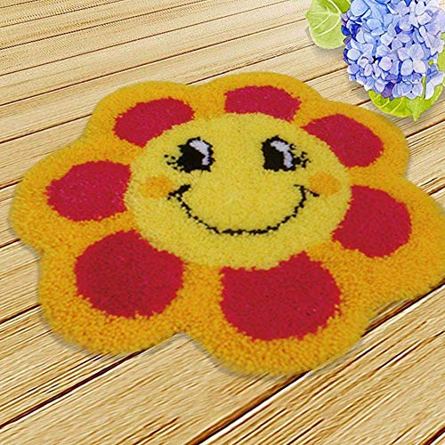 GDWD Knüpfteppich Set Teppich Knüpfen Kreuzstich Set für Kinder und Erwachsene Zum Selber Knüpfen Teppich DIY Latch Hook Rug Making Werkzeug Kit Handgefertigt Knüpfset (D) von GDWD