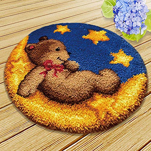 GDWD Knüpfteppich Set Teppich Knüpfen Kreuzstich Set für Kinder und Erwachsene Zum Selber Knüpfen Teppich DIY Latch Hook Rug Making Werkzeug Kit Handgefertigt Knüpfset (C) von GDWD