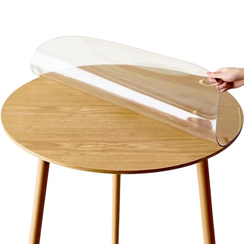 Rund Tischfolie, PVC Tischdecke Tischschutz Folie, 1.5mm Dicke Schutzfolie mit Abgeschrägte Kante Design, Runde Schutztischdecke Tischsets Schreibtisch (Transparente Durchmesser 120cm) von GDWD