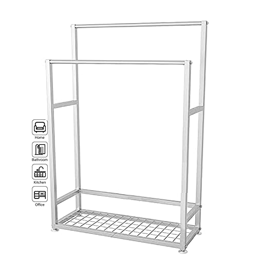 Freistehender Handtuchtrockner mit Handtuchablage und 2 Kleiderbügelstangen, Handtuchständer aus Metall für das Badezimmer, rostbeständig, einfach zu montieren. Es ist so nett von Ihnen, nach Glück z von GDXCADCX