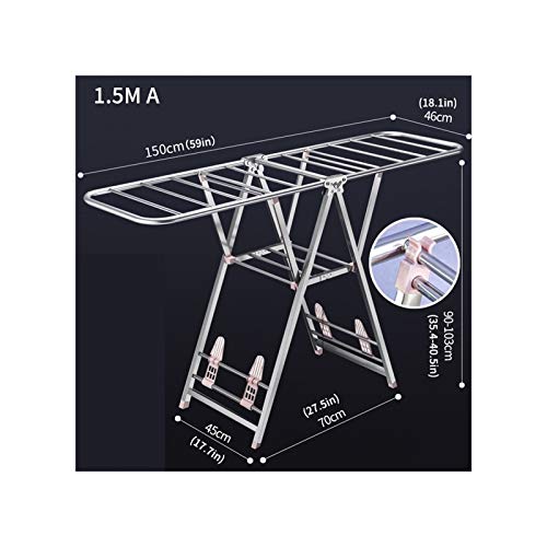 GDXCADCX Kleiderbügel Cordial Shining Haushalts-Wäscheständer 1,4 m faltbar Edelstahl Balkon Innenhof Winddicht Home Boden Wäscheständer faltbar Wäscheständer Geschenk Ambition von GDXCADCX