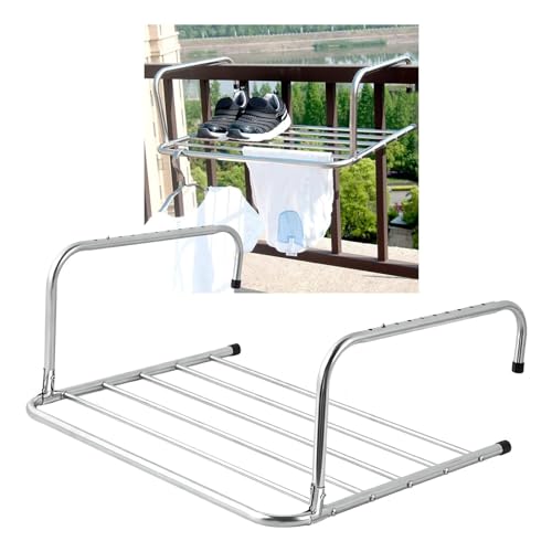 GDXCADCX Laundry Rack Wäscheständer, zusammenklappbarer Kleiderbügelständer aus Edelstahl, Blumentopfständer, Regal, multifunktionaler Handtuchhalter für drinnen und draußen von GDXCADCX