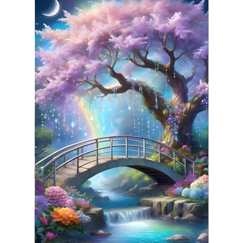 GDYEEH 5D Baum des Lebens Diamant Painting Pictures, DIY Brücke Diamant Art Painting Kits, Traumland Diamond Painting Set for Adults Anfänger, Diamond Painting Art by Numbers for Home Decor 30x40cm von GDYEEH