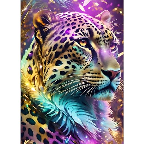 GDYEEH 5D Bunter Leopard Diamant Painting Pictures, DIY Fantasie Diamant Art Painting Kits, Traumland Diamond Painting Set for Adults Anfänger, Mosaic Making, Diamond Painting for Home Decor 30x40cm von GDYEEH