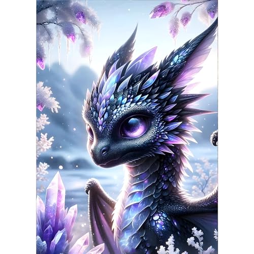 GDYEEH 5D Drache Diamant Painting Pictures, DIY Eisdrache Diamant Art Painting Kits, Traumland Diamond Painting Set for Adults Anfänger, Mosaic Making, Diamond Painting for Home Decor 30x40cm von GDYEEH