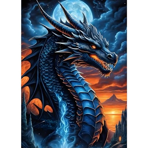 GDYEEH 5D Drache Diamant Painting Pictures, DIY Monster Diamant Art Painting Kits, Fantasie Diamond Painting Set for Adults Anfänger, Mosaic Making, Diamond Painting for Home Decor 30x40cm von GDYEEH