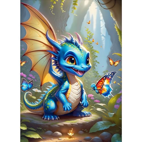 GDYEEH 5D Drache Diamant Painting Pictures, DIY Schmetterling Diamant Art Painting Kits, Traumland Diamond Painting Set for Adults Anfänger, Mosaic Making, Diamond Painting for Home Decor 30x40cm von GDYEEH