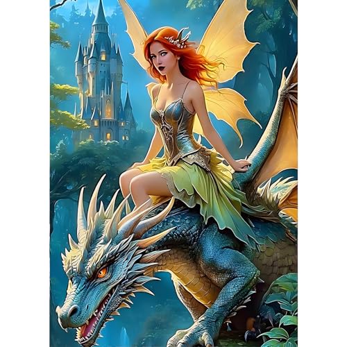 GDYEEH 5D Drache Diamant Painting Pictures, DIY Schönheit Diamant Art Painting Kits, Traumland Diamond Painting Set for Adults Anfänger, Diamond Painting Art by Numbers for Home Decor 30x40cm von GDYEEH