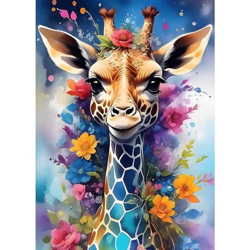 GDYEEH 5D Giraffe Diamant Painting Pictures, DIY Blumen Diamant Art Painting Kits, Giraffe Diamond Painting Set for Adults Anfänger, Mosaic Making, Fantasie Diamond Painting for Home Decor 30x40cm von GDYEEH