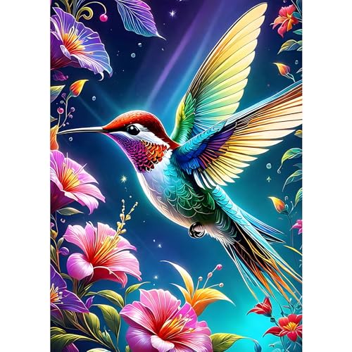 GDYEEH 5D Kolibri Diamant Painting Pictures, DIY Blumen Diamant Art Painting Kits, Traumland Diamond Painting Set for Adults Anfänger, Mosaic Making, Vogel Diamond Painting for Home Decor 30x40cm von GDYEEH