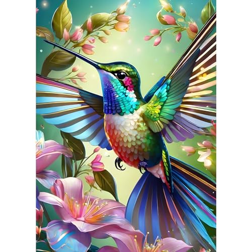 GDYEEH 5D Kolibri Diamant Painting Pictures,DIY Blumen Vogel Diamant Art Painting Kits, Fantasie Diamond Painting Set for Adults Anfänger, Diamond Painting Art by Numbers for Home Decor 30x40cm von GDYEEH