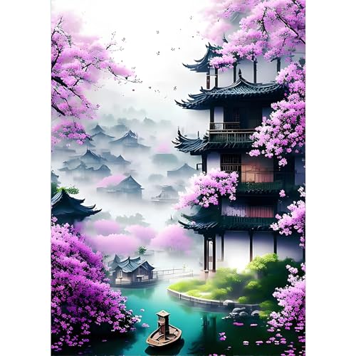 GDYEEH 5D Palast Diamant Painting Pictures, DIY Architektur Diamant Art Painting Kits, Blumen Diamond Painting Set for Adults Anfänger, Diamond Painting Art by Numbers for Home Decor 30x40cm von GDYEEH