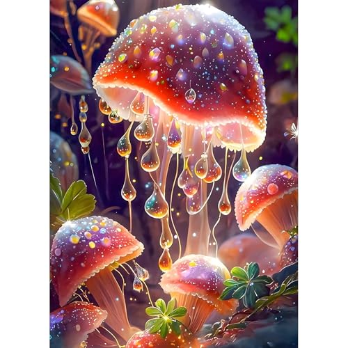 GDYEEH 5D Pilz Diamant Painting Pictures, DIY Mushroom Diamant Art Painting Kits, Fantasie Diamond Painting Set for Adults Anfänger, Mosaic Making, Diamond Painting for Home Decor 30x40cm von GDYEEH