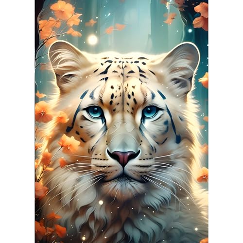 GDYEEH 5D Tiger Diamant Painting Pictures, DIY Fantasie Diamant Art Painting Kits, Traumland Diamond Painting Set for Adults Anfänger, Mosaic Making, Blumen Diamond Painting for Home Decor 30x40cm von GDYEEH