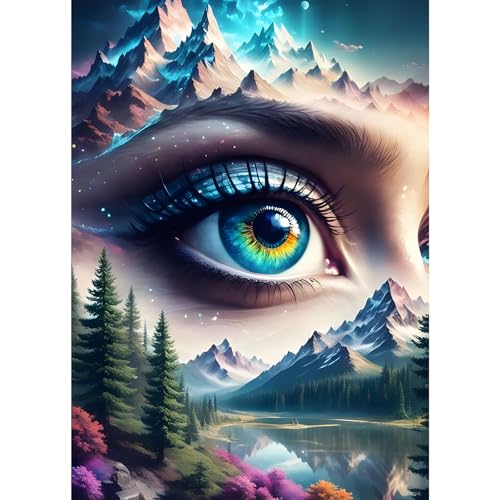 GDYEEH Auge Diamond Painting Erwachsene, 5D Verschneiter Berg Diamant Painting Bilder Anfänger, DIY Runder Vollbohrer Diamanten Malerei Stickerei Set Kreuzstich Geschenke Home Wand Dekor 30x40cm von GDYEEH