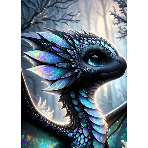 GDYEEH Bunter Drache Diamond Painting Erwachsene, 5D Diamant Painting Bilder Anfänger, DIY Traumland Runder Vollbohrer Diamanten Malerei Stickerei Set Kreuzstich Geschenke Home Wand Dekor 30x40cm von GDYEEH