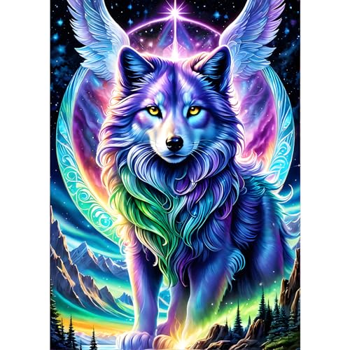 GDYEEH DIY Fantasie Wolf Diamond Painting Erwachsene, 5D Diamant Painting Bilder Anfänger, DIY Traumland Runder Vollbohrer Diamanten Malerei Stickerei Kreuzstich Geschenke Home Wand Dekor 30x40 cm von GDYEEH