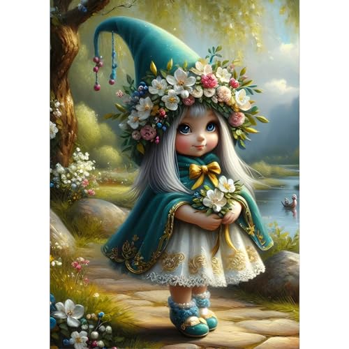 GDYEEH Elfe Fee Diamond Painting Erwachsene, 5D Fantasie Diamant Painting Bilder Anfänger, DIY Blumen Runder Vollbohrer Diamanten Malerei Stickerei Kreuzstich Geschenke Home Wand Dekor 30x40cm von GDYEEH