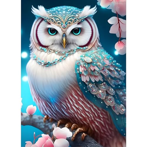 GDYEEH Fantasie Eule Diamond Painting Erwachsene, 5D Blumen Diamant Kunst Bilder Anfänger, DIY Eule Runder Vollbohrer Diamanten Malerei Stickerei Kreuzstich Geschenke Home Wand Dekor 30x40cm von GDYEEH